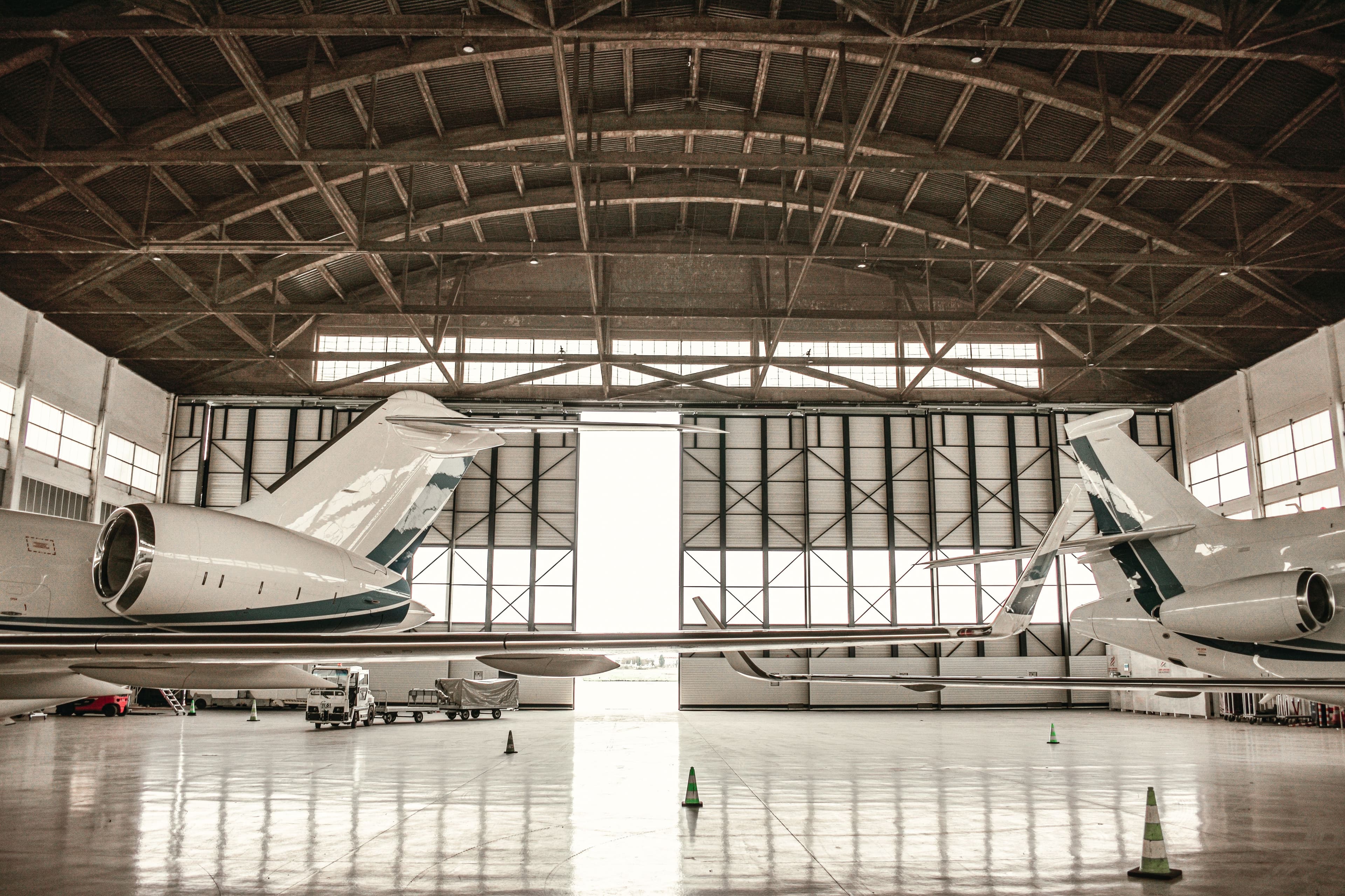 Business jet on the ramp before departure