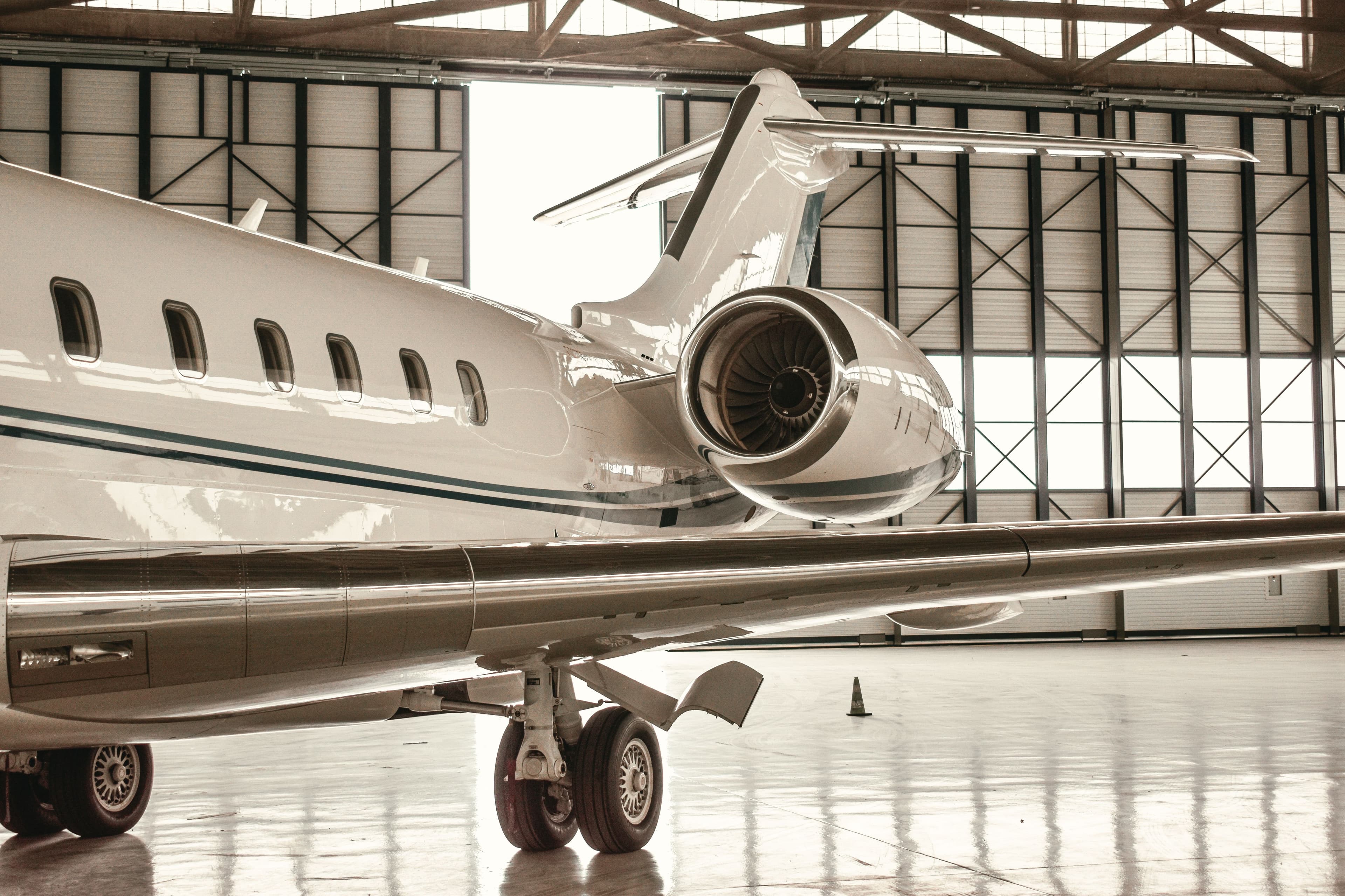Business jet on the ramp before departure
