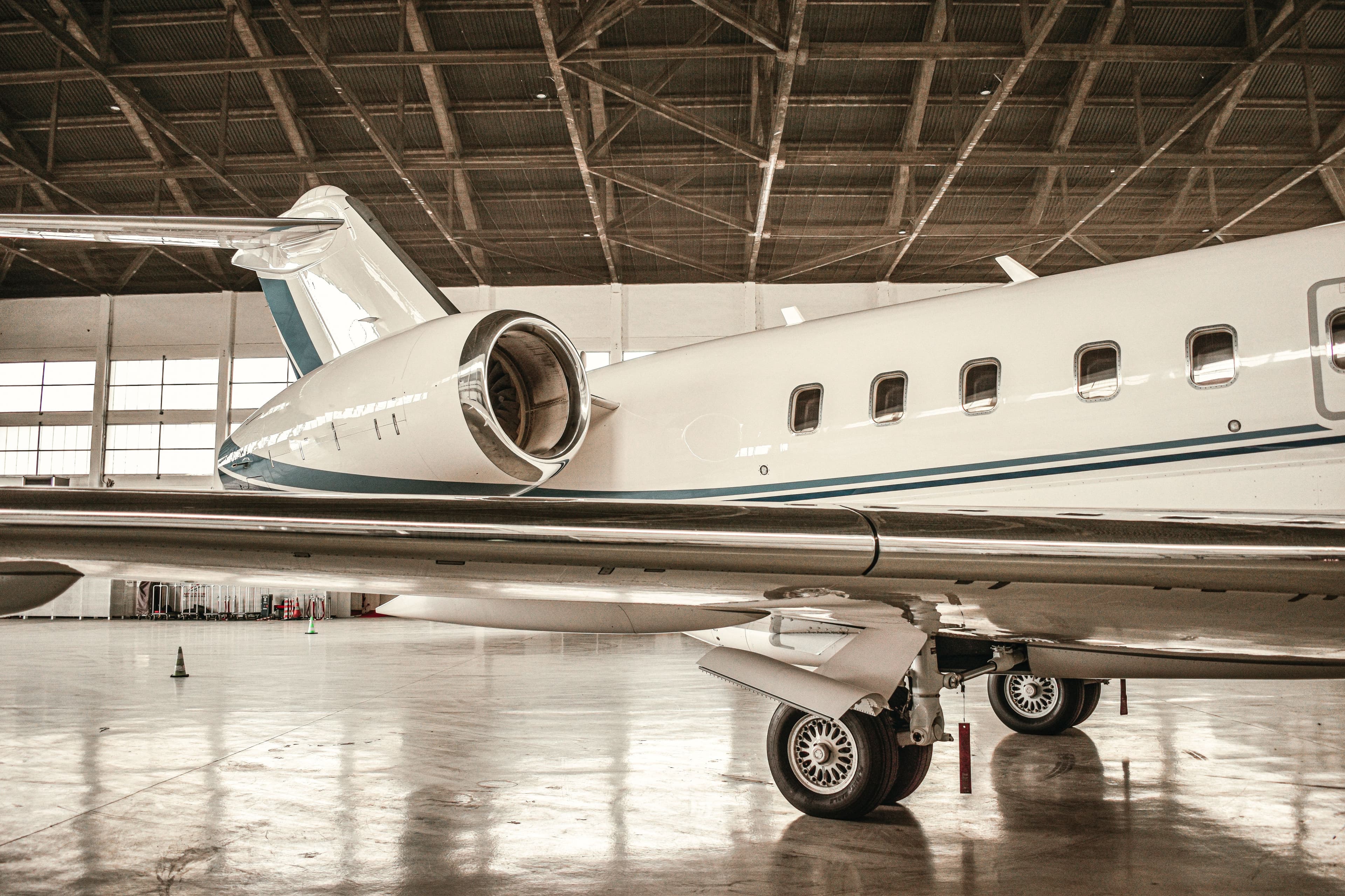 Business jet on the ramp before departure
