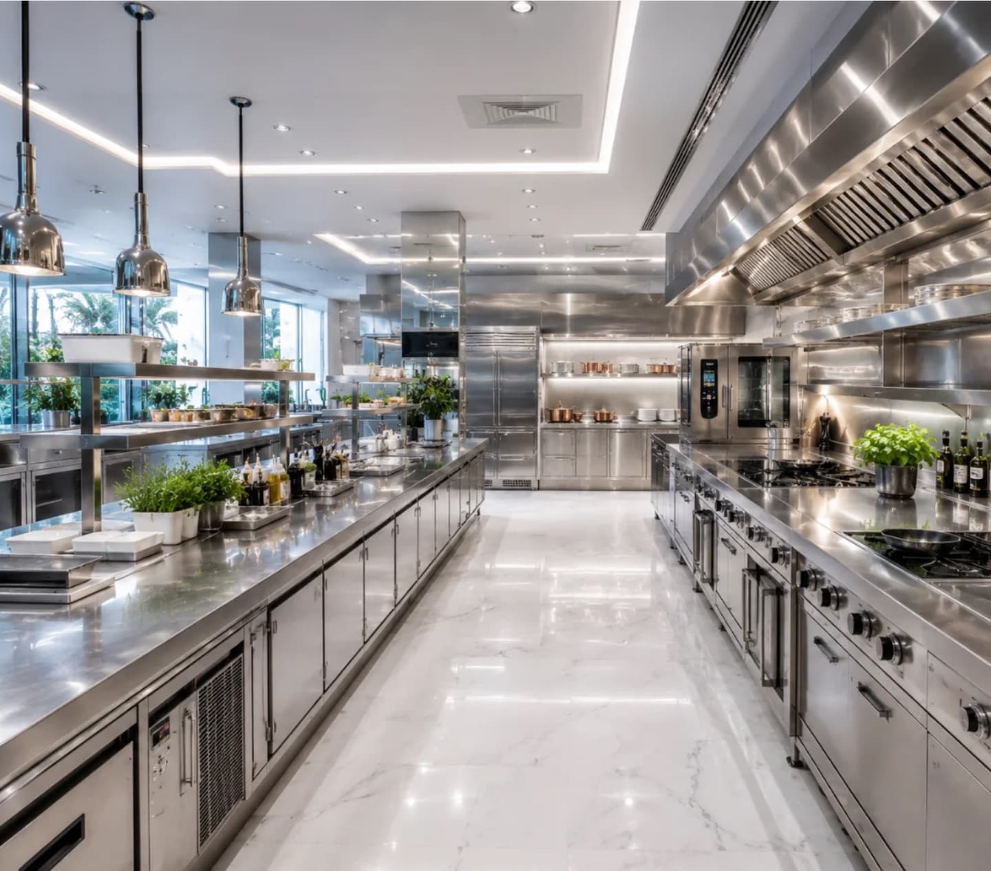 The Doha production kitchen — private jet catering near Hamad International Airport